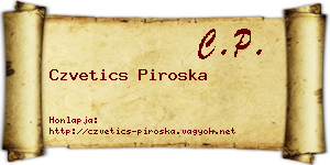 Czvetics Piroska névjegykártya